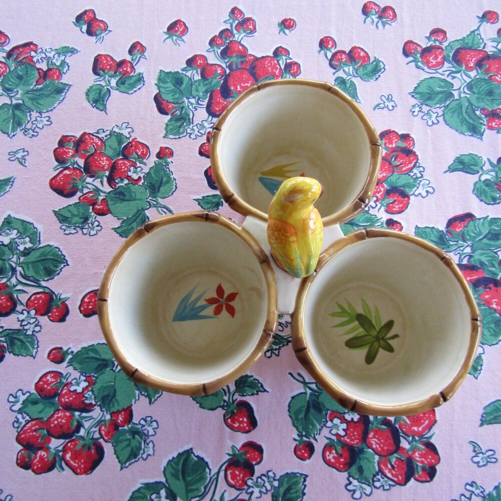 Global Home Parrot 3 Section Condiment Serving Bowl